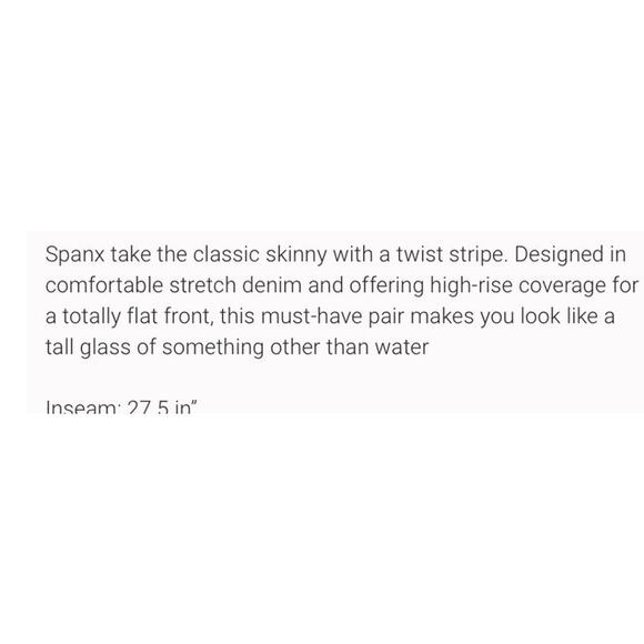 SPANX sz LG Denim Side Stripe Raw Hem Leggings Pants Highrise Flat Front Pull On - Picture 9 of 9